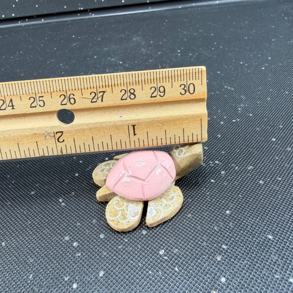 Handcrafted Ecuador Stone Turtle Figurine Pink Shell Miniature Folk Art 1 Inch